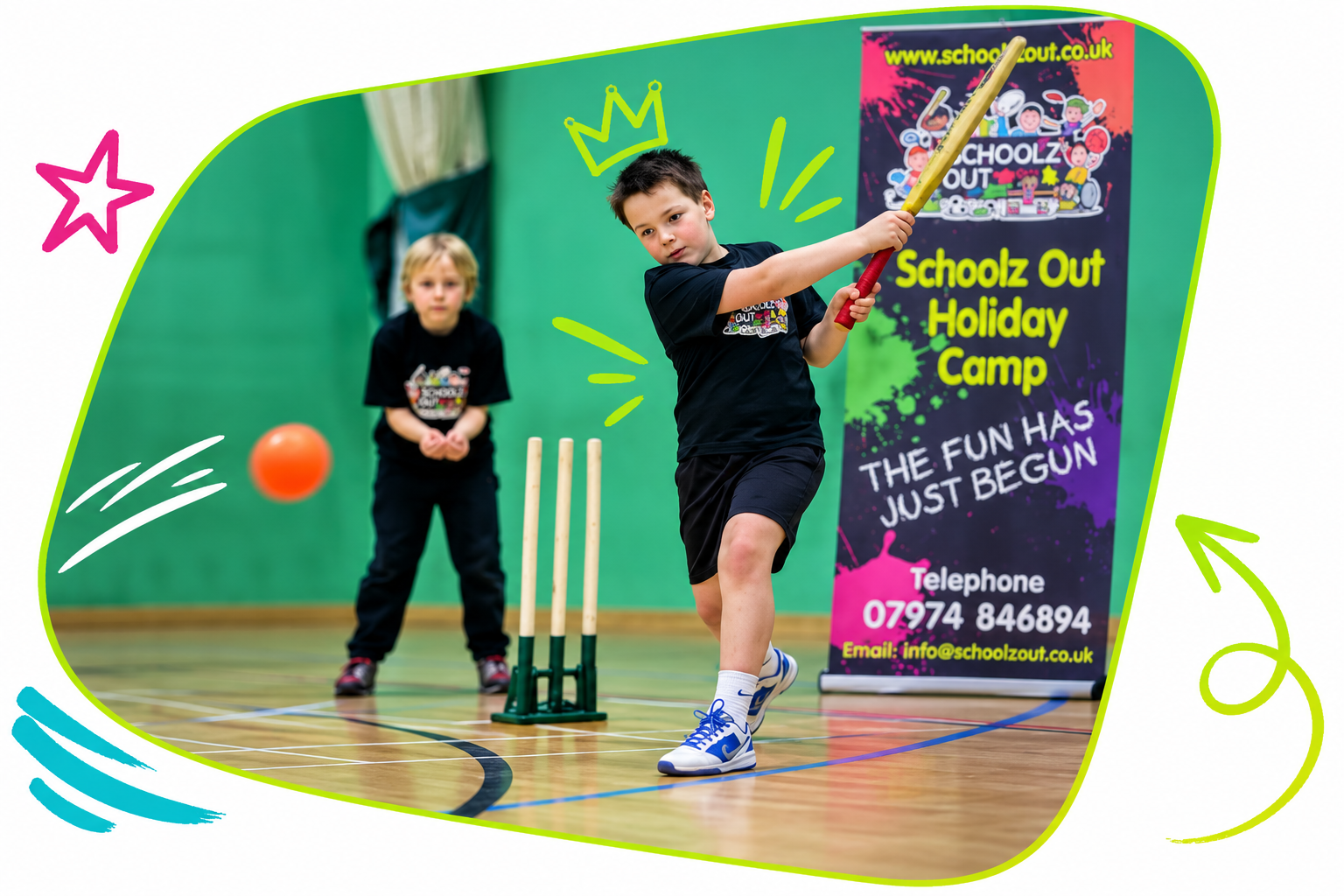 An early Schoolz Out holiday camp cricket session
